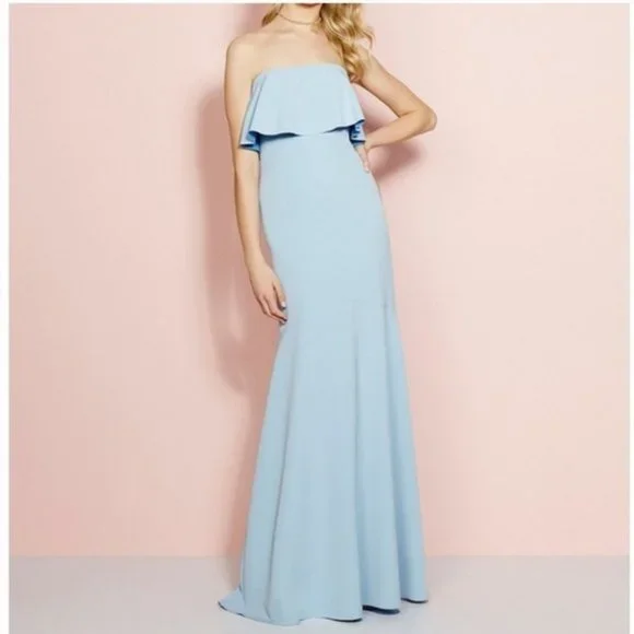Nicole Miller | Dresses | Nicole Miller Light Blue Strapless Mermaid Gown |  Poshmark